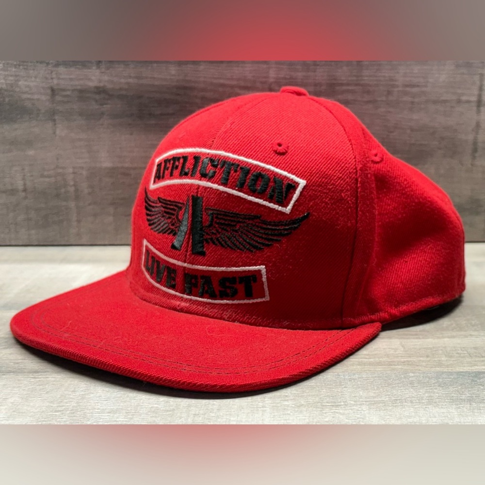 Affliction ‘Live Fast’ Biker Snapback Red/Black